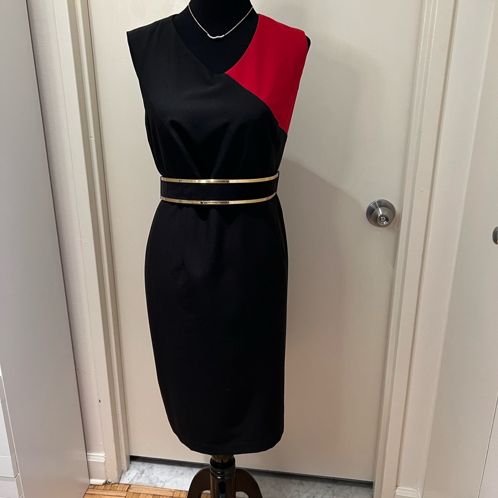 Black Sheath Dress w/ Red Accent